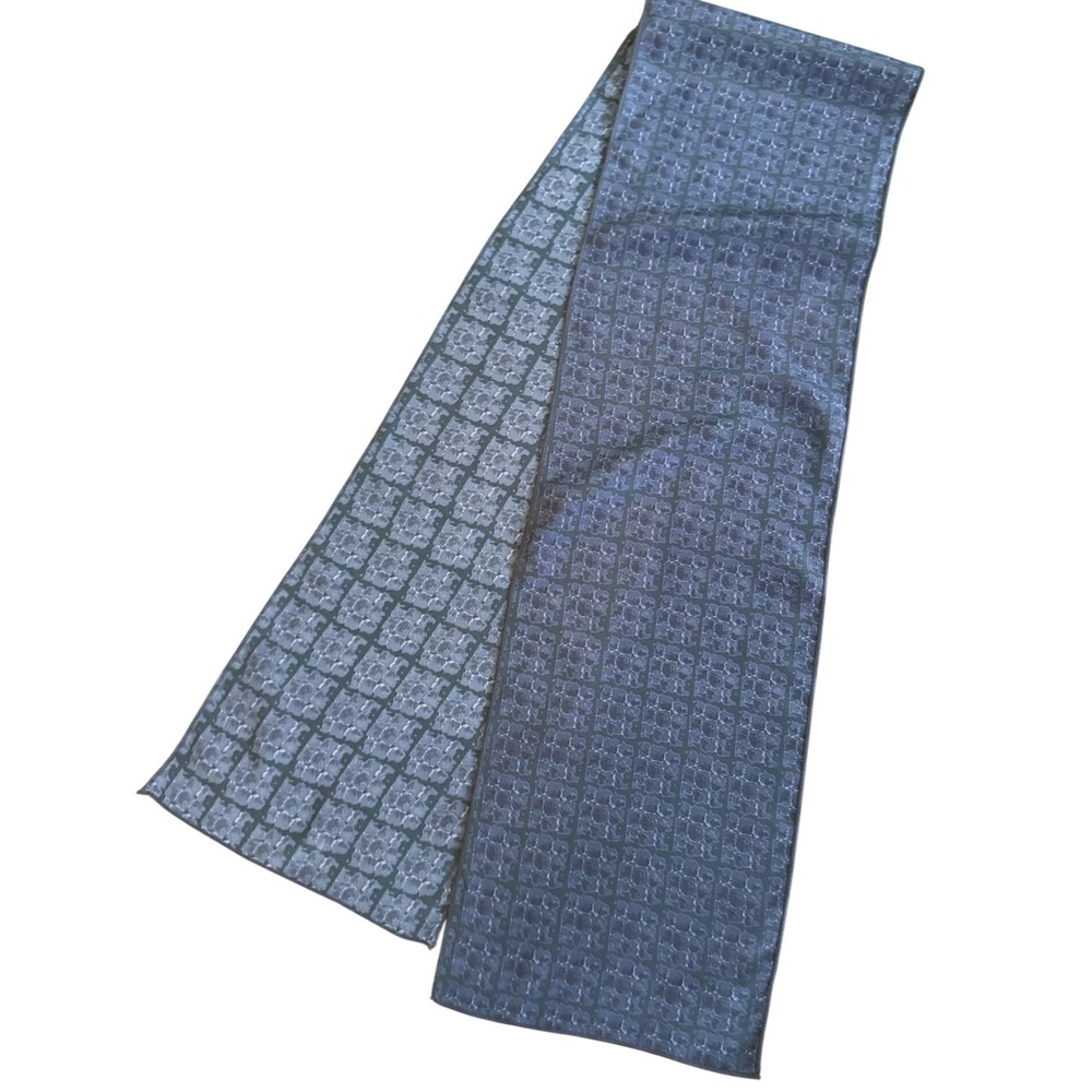 Blue Gray Geometric Oblong Scarf Lightweight Neck Scarf 52" x 7.5"